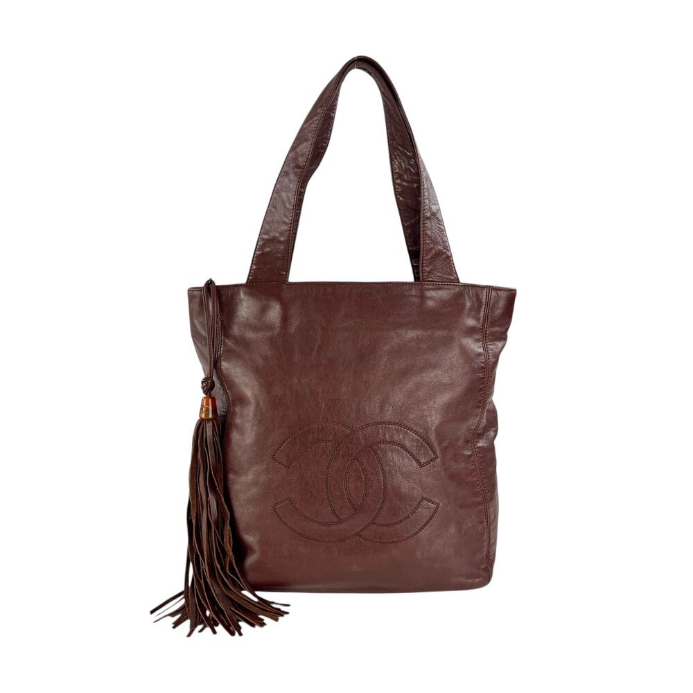 CHANEL Brown Leather Tote Bag